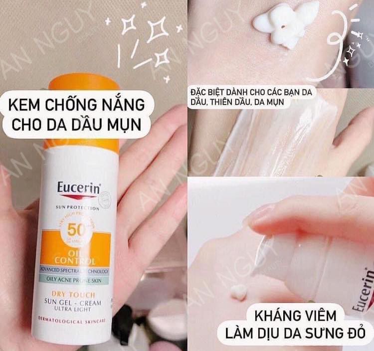 Set Kem Chống Nắng + Tẩy Trang Eucerin Dành Cho Da Dầu, Mụn