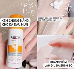 Set Kem Chống Nắng + Tẩy Trang Eucerin Dành Cho Da Dầu, Mụn