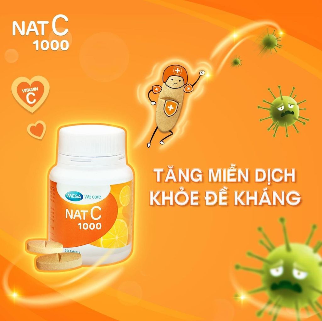 Viên Uống Bổ Sung Vitamin C Mega We Care Nat C 1000 30 Viên