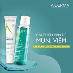 Set Kem Giảm Mụn A-Derma Phys-Ac Perfect Fluide 40ml + Gel Rữa Mặt A-Derma Phys-AC Foaming Gel Purifying àm Sạch Da, Ngăn Ngừa Mụn 100ml