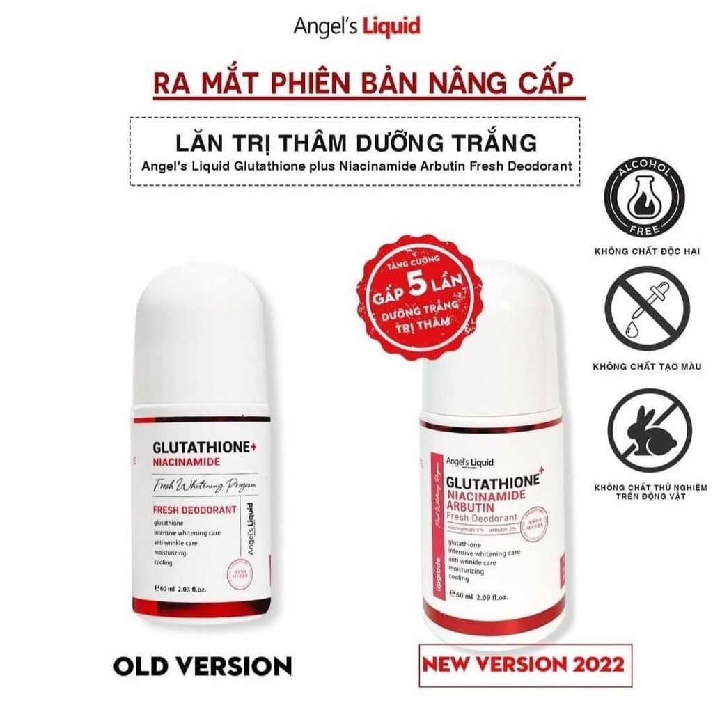 Lăn Vùng Nách Angel’s Liquid Glutathione Plus Niacinamide Arbutin Mờ Thâm Dưỡng Trắng 60ml