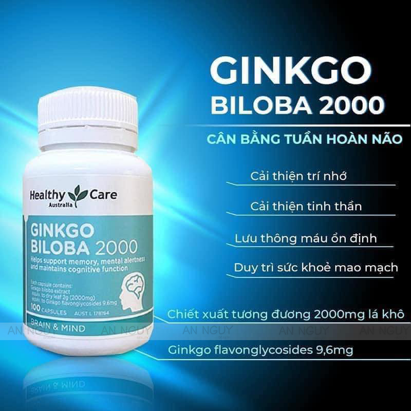 Viên Uống Bổ Não Healthy Care Ginkgo Biloba 2000 100 Viên