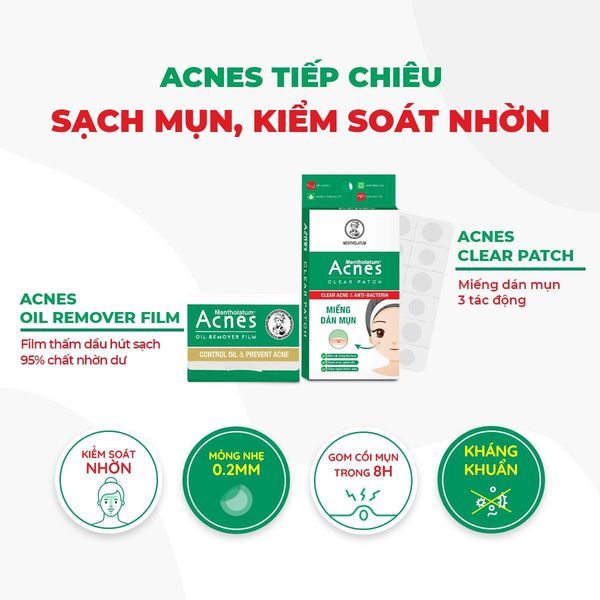 Miếng Dán Mụn Acnes Clear Patch Kháng Khuẩn, Giảm Mụn Sưng Viêm  24 miếng