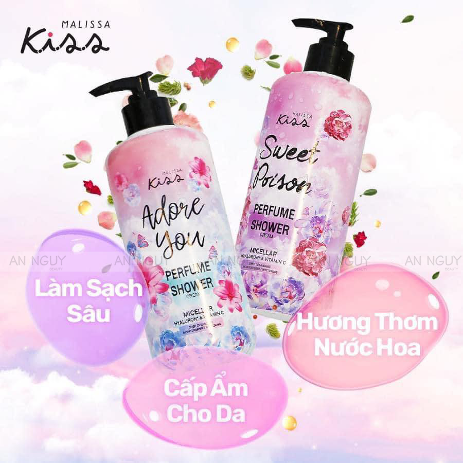 [Date 04/09/2024] Sữa Tắm Malissa Kiss Perfume Shower Cream Hương Nước Hoa 350ml