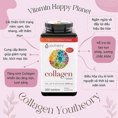 Viên Uống Bổ Sung Collagen Youtheory Collagen Biotin 6000mg Ngăn Ngừa Lão Hóa, Đẹp Da