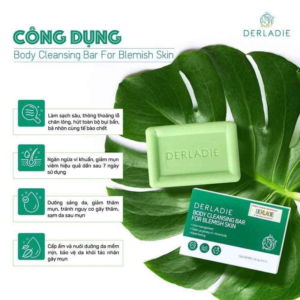 Xà Phòng Derladie Body Cleansing Bar For Blemish Skin Giảm Mụn Cơ Thể 50g