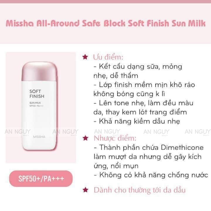 Kem Chống Nắng Missha All Around Safe Block Soft Finish Sun Milk 70ml