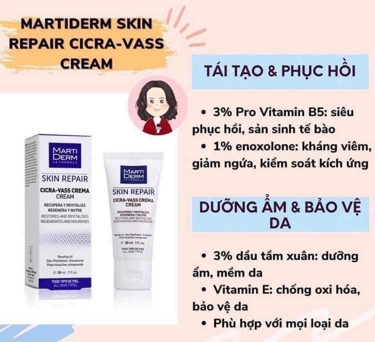 Kem Dưỡng Ẩm Martiderm Skin Repair Cicra-Vass Cream Phục Hồi Da 30ml