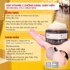 [Date: 04/11/2026] Kem Dưỡng Neogen Real Vita C Cream 22% Vitamin C & Vita C Acerola - Plex Trắng Da, Giảm Thâm 50ml