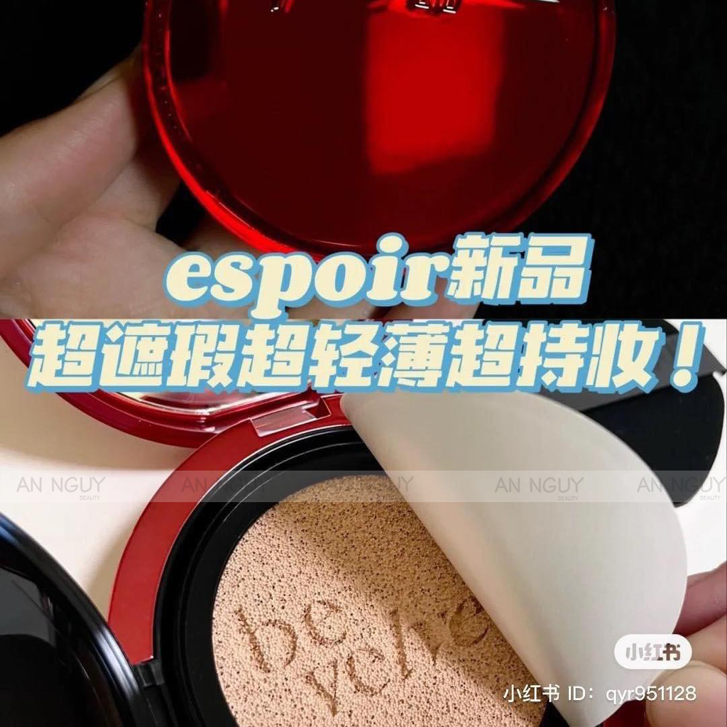 Phấn Nước Espoir Pro Tailor Be Velvet Cover Cushion SPF 34 PA++ Che Phủ Hoàn Hảo (Kèm Lõi) 13g x 2