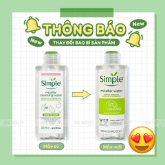 Nước Tẩy Trang Simple Micellar Cleansing Water Làm Sạch Da Dịu Nhẹ