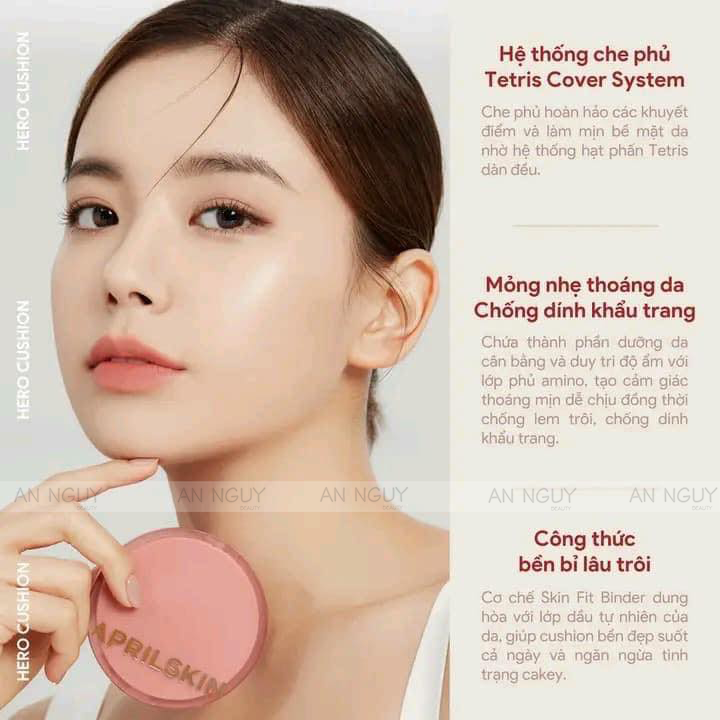 Phấn Nước Aprilskin Hero Cushion SPF50+ PA ++++ Che Phủ Mọi Khuyết Điểm