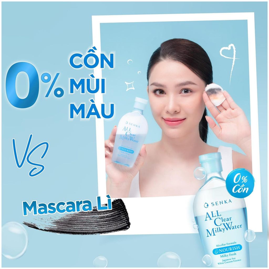 Nước Sữa Tẩy Trang Senka All Clear Milky Water Nourish Làm Sạch Sâu (Xanh Dương)