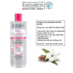 Nước Tẩy Trang Evoluderm Micellar Cleansing Water Dry & Sensitive Skins Cho Da Khô Và Nhạy Cảm (Màu Hồng)