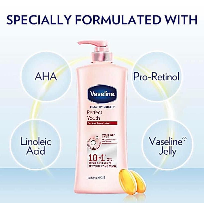 Sữa Dưỡng Thể Vaseline Healthy Bright Perfect Youth Pro-Age Repair Lotion Ngăn Ngừa Lão Hoá  350ml