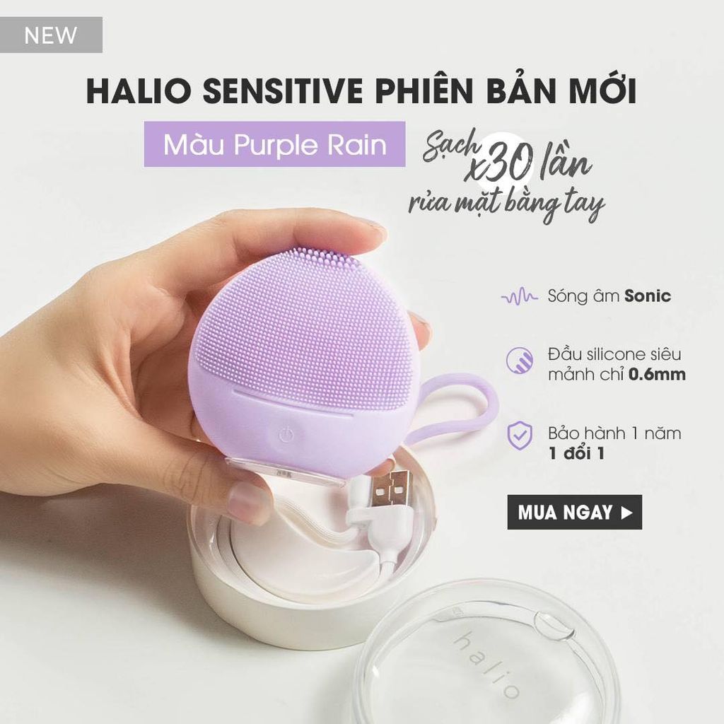 Combo Quà Tặng + Máy Rửa Mặt Và Massage HALIO Sensitive Facial Cleansing & Massaging Device Cho Da Nhạy Cảm (Màu Xanh Mint)