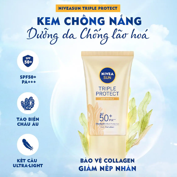 Kem Chống Nắng Nivea Triple Protect SPF50+ PA+++ 40ml