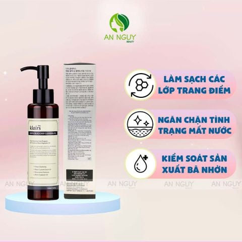 Dầu Tẩy Trang Klairs Gentel Black Deep Cleansing Oil Làm Sạch Và Dưỡng Ẩm 150ml