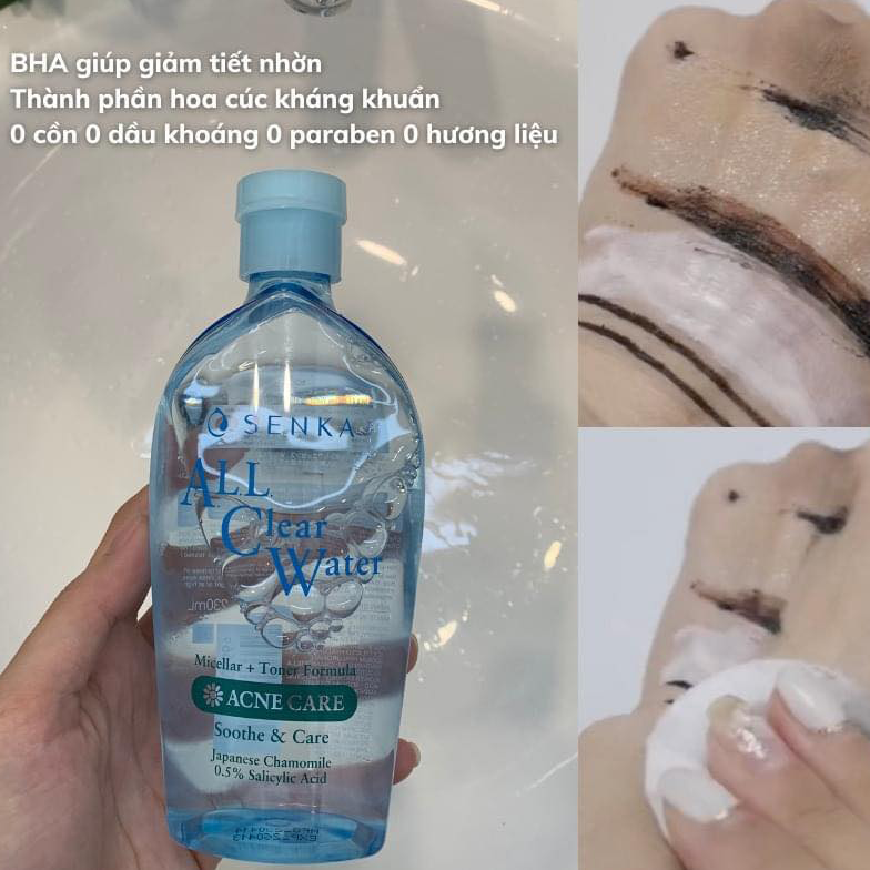 Nước Tẩy Trang Senka All Clear Water Acne Care Cho Da Mụn, Nhạy Cảm 230ml