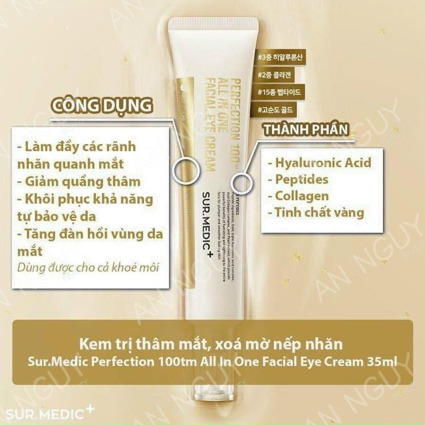 Kem Trị Thâm Mắt, Mờ Nếp Nhăn Sur.Medic Perfection 100 All In One Facial Eye Cream 35ml