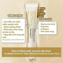 Kem Trị Thâm Mắt, Mờ Nếp Nhăn Sur.Medic Perfection 100 All In One Facial Eye Cream 35ml