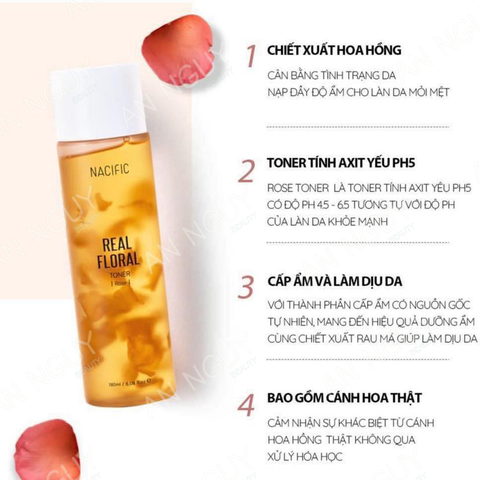 Nước Hoa Hồng Nacific Real Floral Toner Rose Chống Lão Hóa 180ml