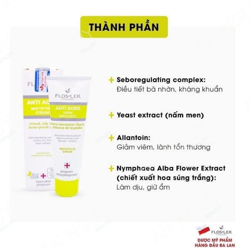 Kem Dưỡng Floslek Anti Acne Mattifying Cream Kiểm Soát Dầu 40ml