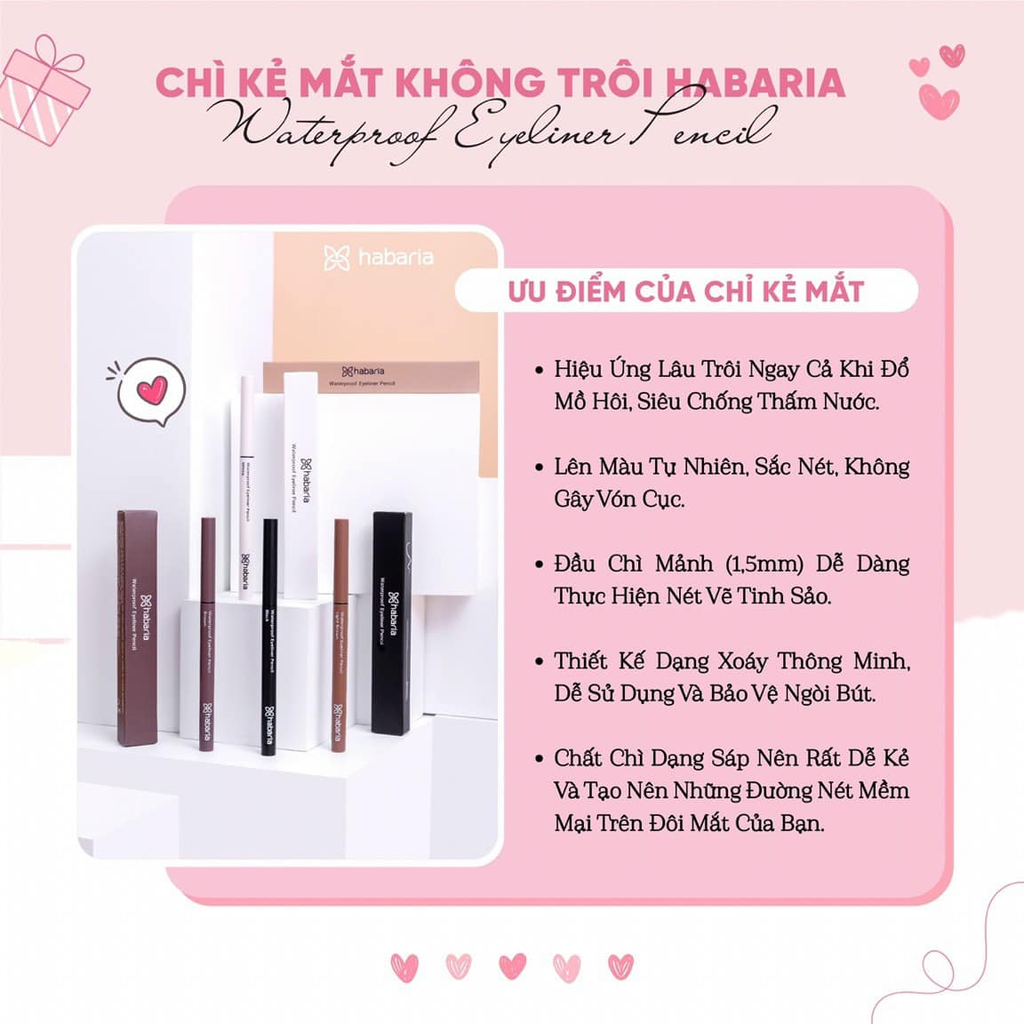 Chì Sáp Kẻ Mắt Habaria Waterproof Eyeliner Pencil 0.2g