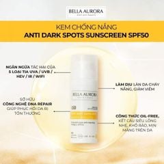 Kem Chống Nắng Bella Aurora Dark Spot Sunscreen SPF50 Ngừa Nám Cho Da Dầu, Hỗn Hợp 50ml