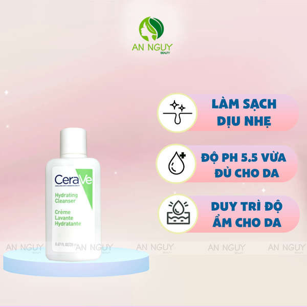 [Minisize] Sữa Rửa Mặt CeraVe Cho Da Thường Đến Khô Hydrating Cleanser