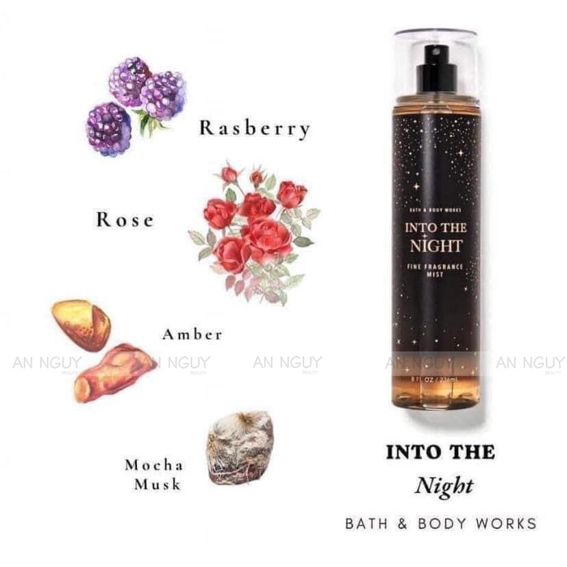 Xịt Thơm Bath & Body Works Into The Night Fine Fragrance Mist Hương Thơm Quyến RũXịt Thơm Bath