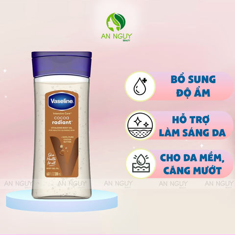 Dầu Dưỡng Da Vaseline Intensive Care Gel Cocoa Radiant Oil 200ml