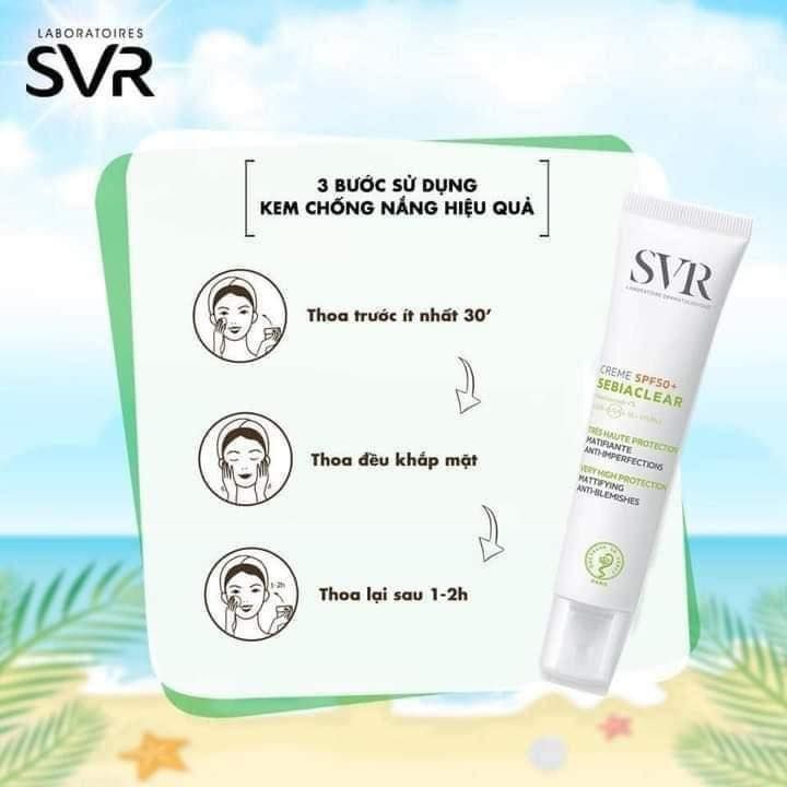 Kem Chống Nắng SVR Sebiaclear SPF50+ Crème Cho Da Hỗn Hợp, Dầu 40ml