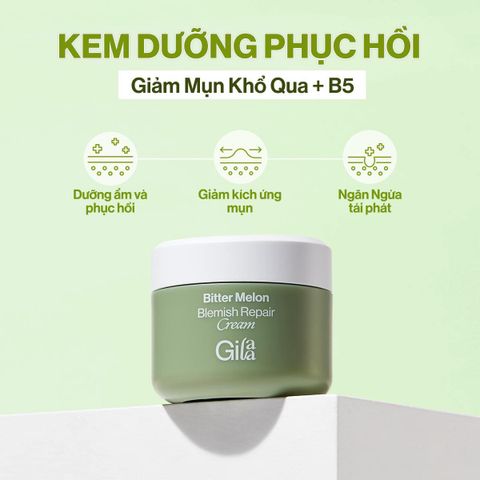 Kem Dưỡng Gilaa Bitter Melon Blemish Repair Cream Khổ Qua & B5 Phục Hồi Giảm Mụn 50ml