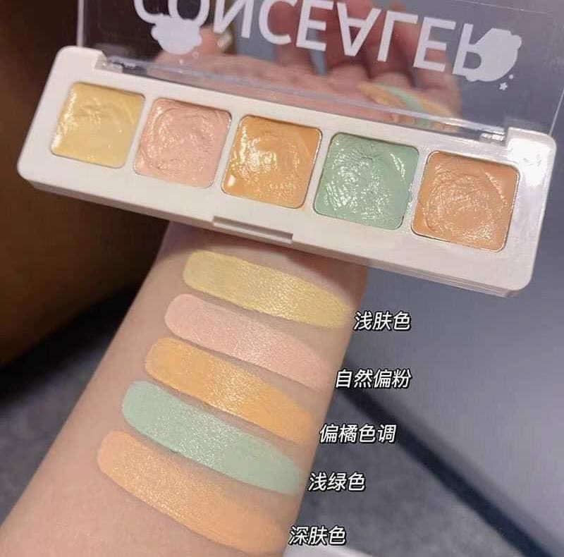 Bảng Kem Che Khuyết Điểm 5 Ô Focallure Color Concealer Palette Kháng Nước Lâu Trôi 4.3gr