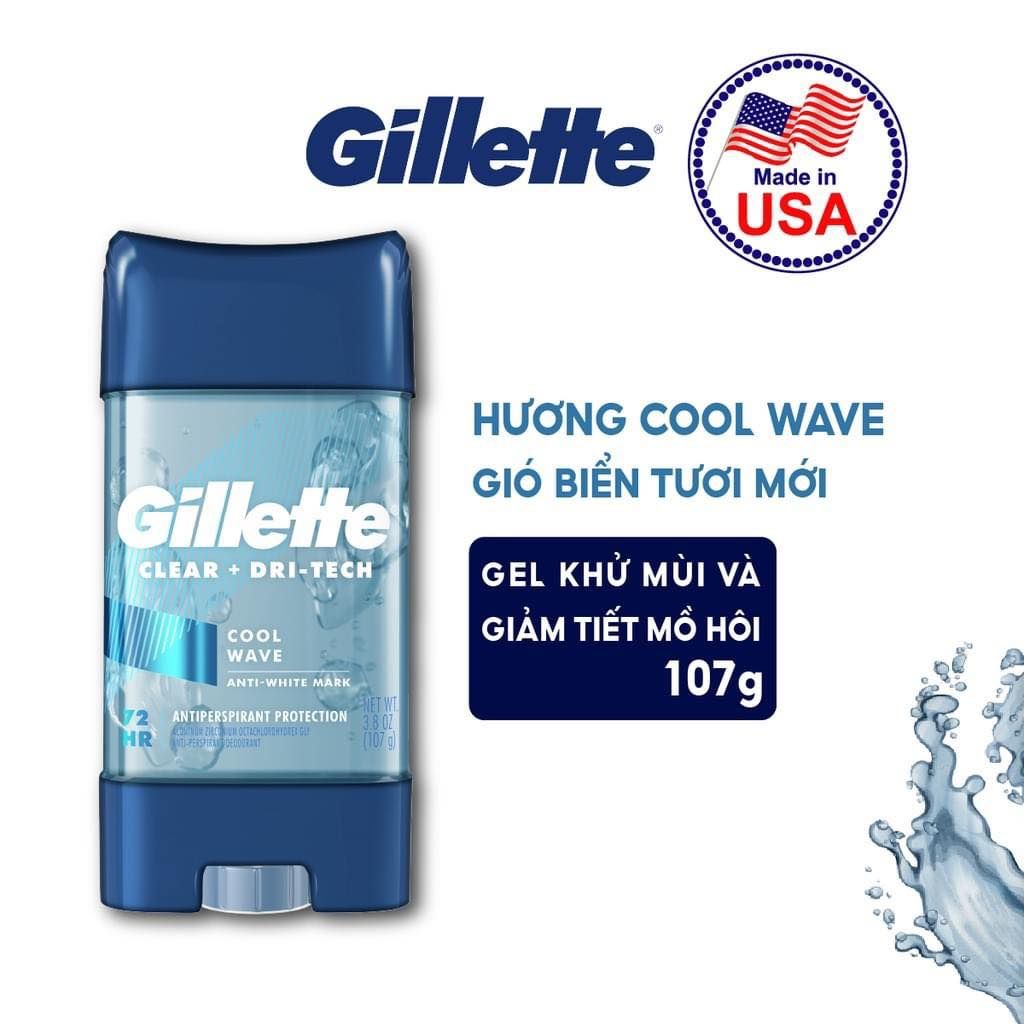 Gel Khử Mùi Gillette Anti-White Mark Giảm Tiết Mồ Hôi 107gr (Hàng Mỹ Nhập Khẩu)