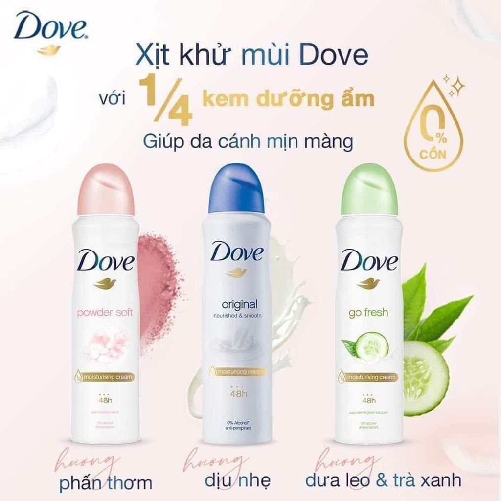 Xịt Khử Mùi Dove Moisturising Cream 48H 135ml
