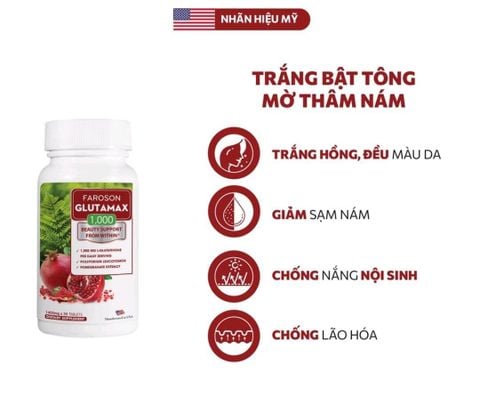 Viên Uống Faroson Glutamax 1000 Chống Oxy Hóa, Làm Sáng Da 30 Viên