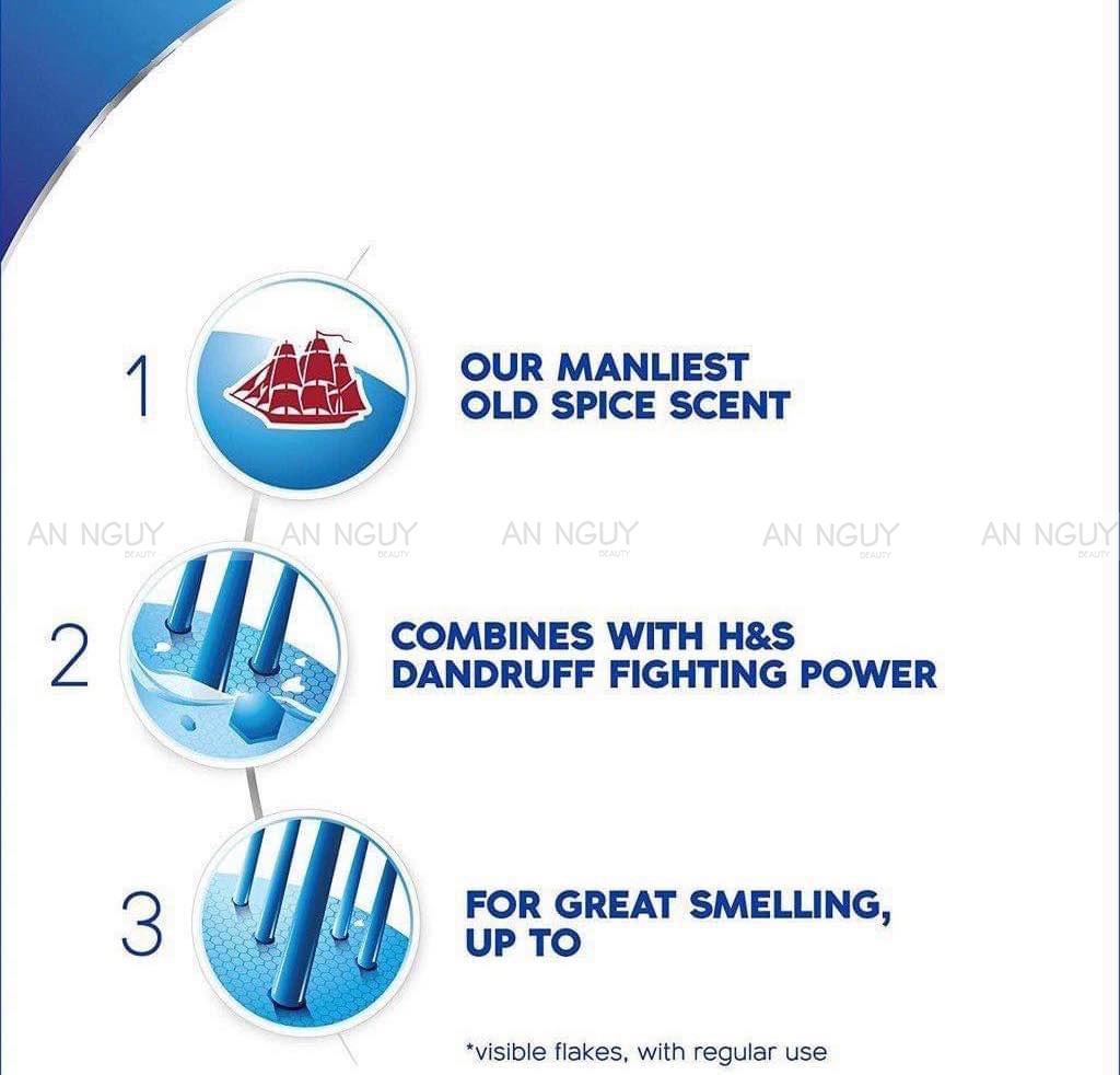 Dầu Gội & Xả Head & Shoulders Men Old Spice Pure Sport 2in1 Hương Nam Tính (Hàng Mỹ Nhập Khẩu)