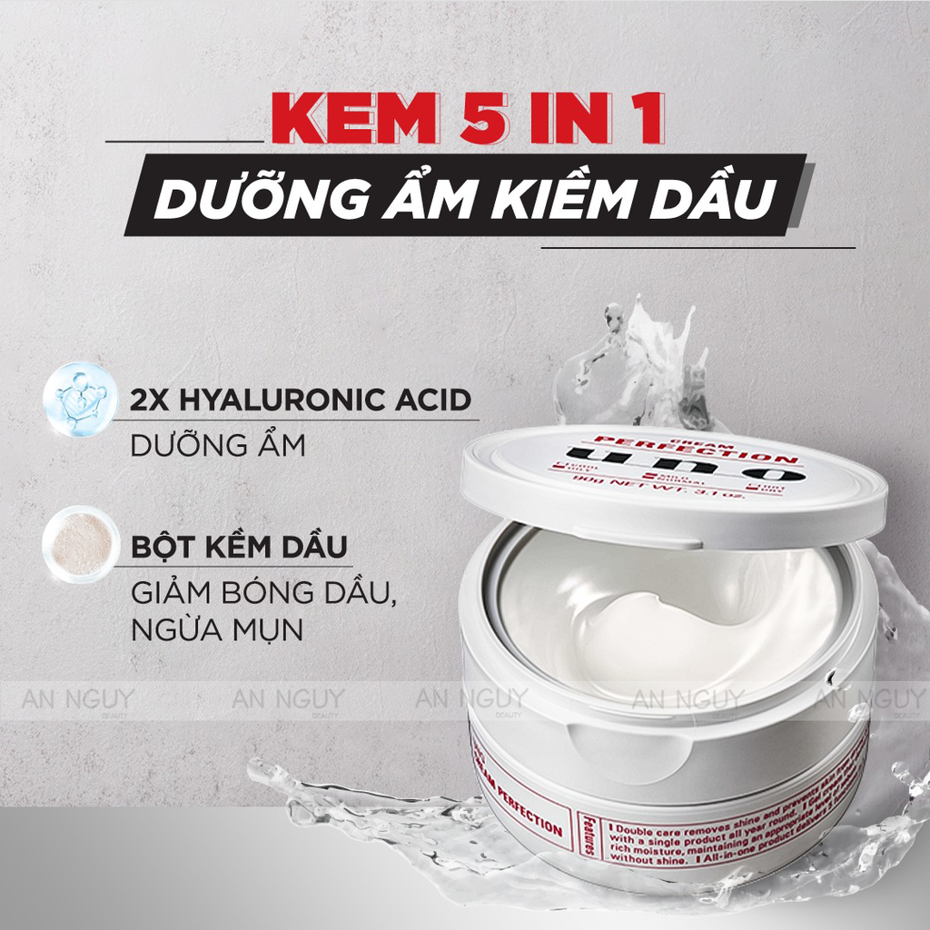 Kem Đêm Dưỡng Ẩm UNO Cream Perfection Kiềm Dầu 5in1, Cấp Ẩm 90gr