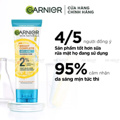 Sữa Rửa Mặt Garnier Bright Complete Anti-Acne Cleansing Foam 3 Trong 1 Giảm Mụn, Dưỡng Sáng Da 100ml