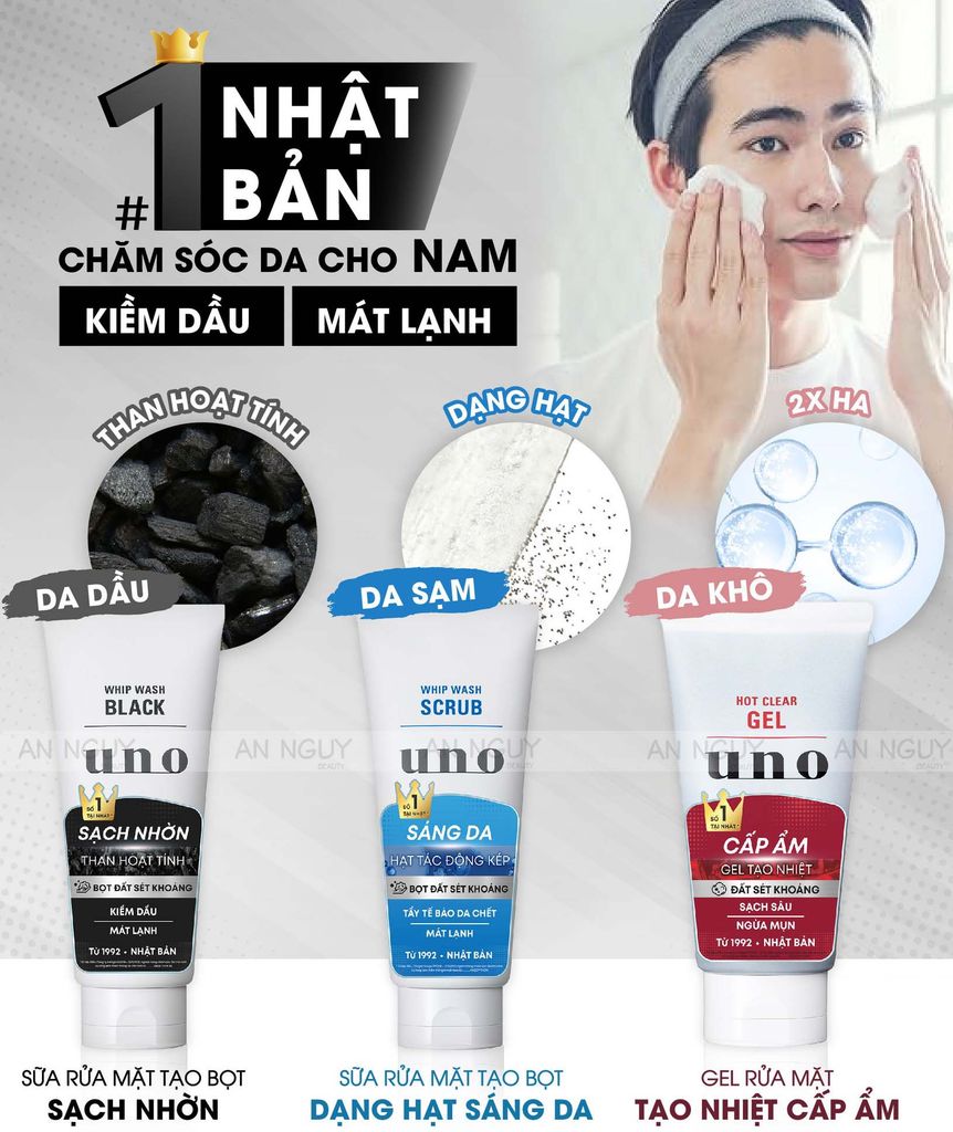 Sữa Rửa Mặt Tạo Tọt Uno Whip Wash Sạch Nhờn 130gr