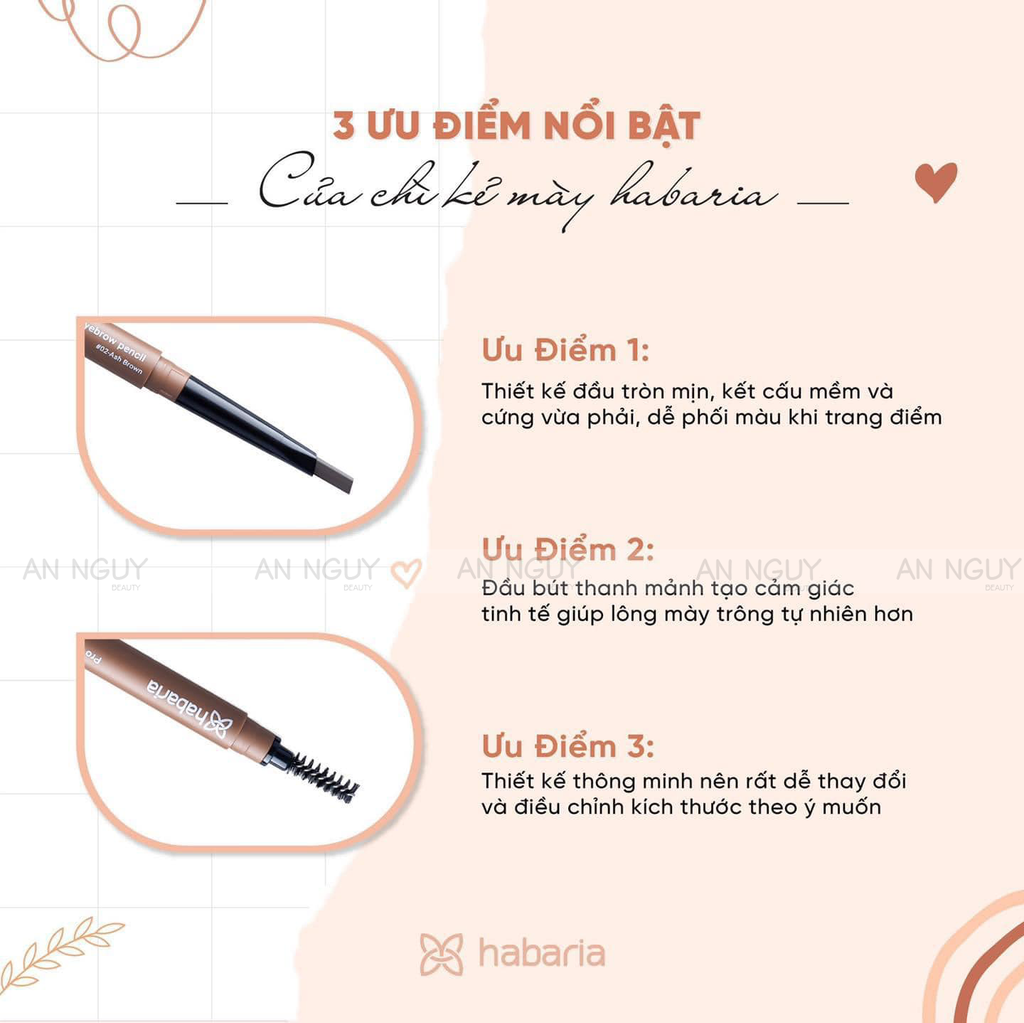 Chì Kẻ Mày 2 Đầu Habaria Pro Eyebrow Pencil 0.3gr