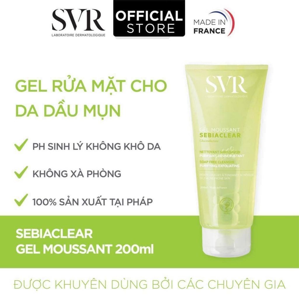 Gel Rửa Mặt SVR Sebiaclear Gel Moussant Không Chứa Xà Phòng Dành Cho Da Dầu