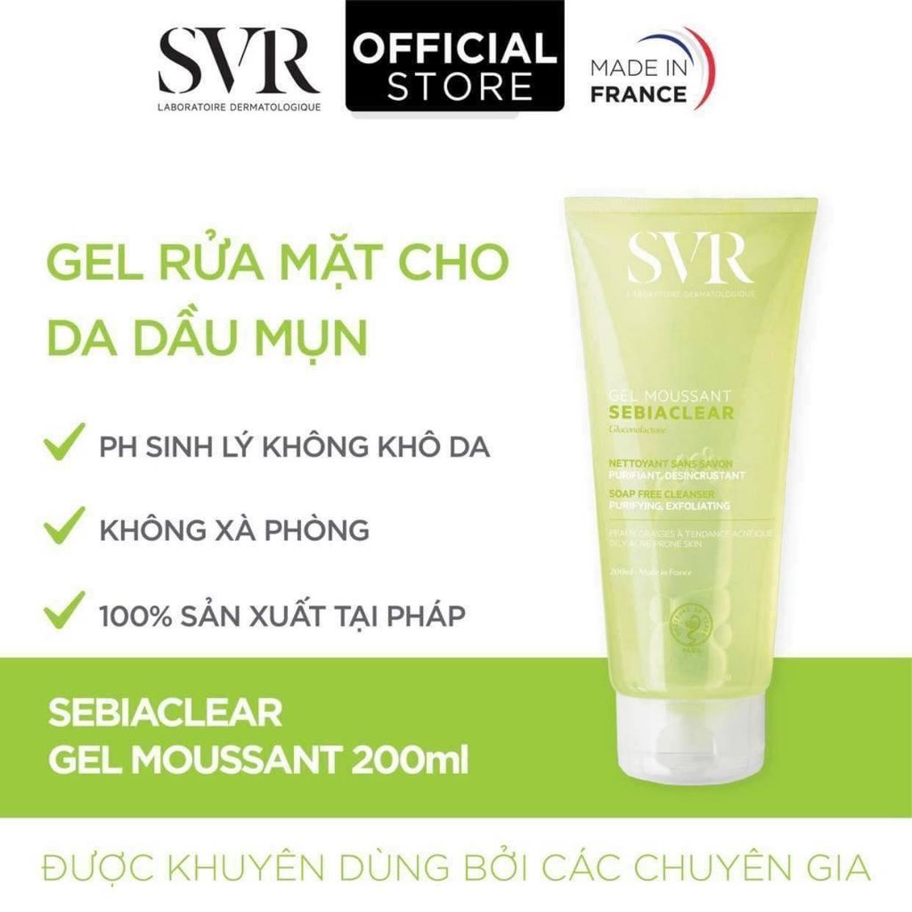 [Mua 1 Tặng 1] Gel Rửa Mặt SVR Sebiaclear Gel Moussant 200ml + Tặng Gel Rửa Mặt SVR Sebiaclear 55ml