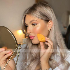 Mút Trang Điểm Real Techniques Miracle Complexion Sponge + Travel Sponge Case Kèm Hộp Đựng Dùng Tán Kem Nền, Bảo Vệ Bông Mút