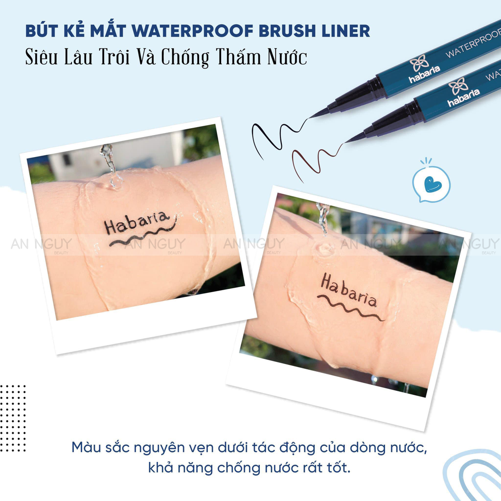 Kẻ Mắt Nước Habaria Waterproof Brush Liner Mềm Mịn, Lâu Trôi 1gr