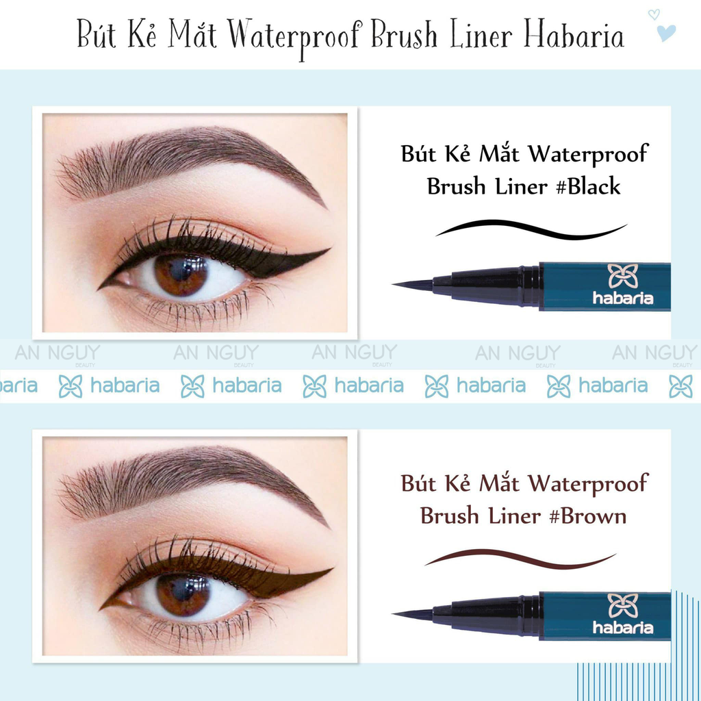 Kẻ Mắt Nước Habaria Waterproof Brush Liner Mềm Mịn, Lâu Trôi 1gr