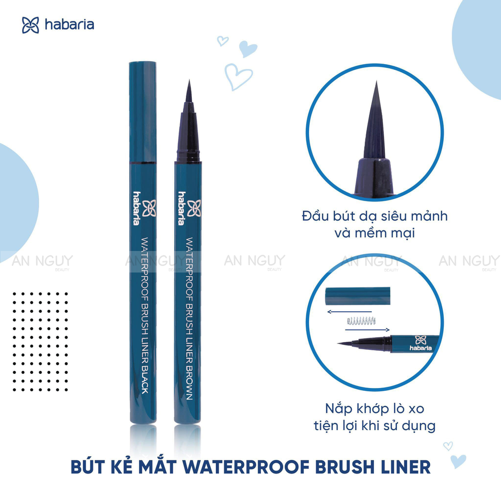 Kẻ Mắt Nước Habaria Waterproof Brush Liner Mềm Mịn, Lâu Trôi 1gr