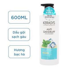 Dầu Gội Kerasys Anti Dandruff Cool Menthol Shampoo Sạch Gàu Mát Lạnh Bạc Hà 600ml